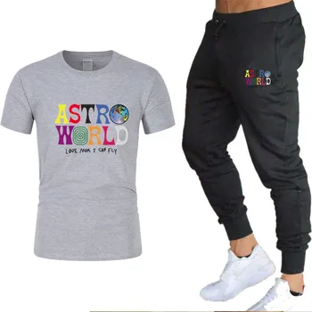 2020 pentru Bărbați seturi de camasi + pantaloni două bucăți seturi casual trening scrisoare de imprimare de costume de sportwear de fitness, Jogging pantaloni