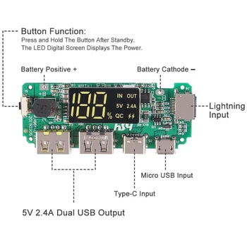 18650 Baterie Modul de Protecție Dual USB 5V 2.4 a cu BMS Protecție DIY Mobil Accesorii de Încărcare Digital Display LCD