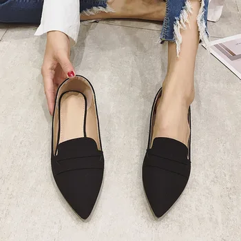 2019 Toamna Pantofi De Brand Femei Apartamente Femeie Mocasini Subliniat Toe Slip-On Pantofi Singur Birou Femei Încălțăminte Femei Negru Roz 41