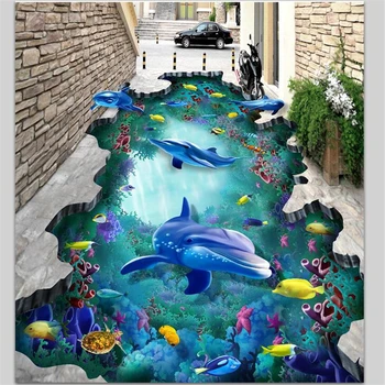 Wellyu Personalizat podele pictura 3d lume subacvatică delfin, broasca testoasa 3D stereo tablou living comercial de la parterul hotelului pictura