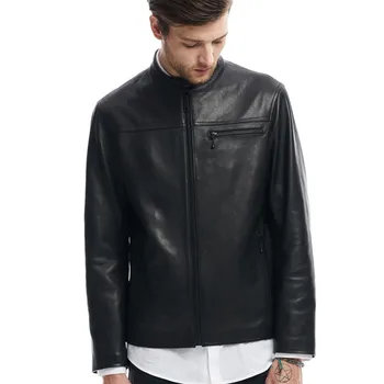 2018 nou-veniți men ' s stand guler jacheta din piele stil simplu casual, sacou motocicleta inalta calitate haina de piele