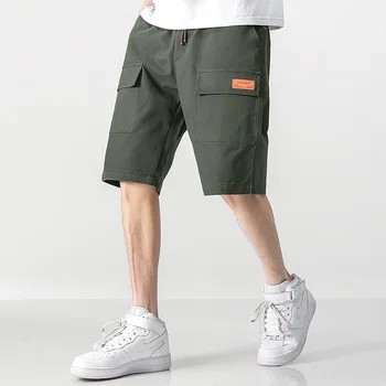 Vara noua moda de vânzare la cald culoare solidă pantaloni scurți bărbați tineri vrac sport casual bumbac drept-picior pantaloni scurți