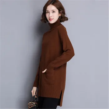 Lână pură tricot gros de moda pentru femei guler neregulate tiv pulover de culoare solidă S-3XL de vânzare cu amănuntul en-gros
