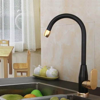 New Black&Gold 360 de rotație bucătărie robinet mâner unic chiuveta de bucatarie mixer de bucatarie macara robinet de apă caldă și rece mixer de bucatarie