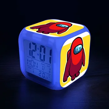 7 Culori Schimbă Lumina de Noapte pentru Copii Joc de Desene animate Printre Noi Alarmă Ceas Led Digital Ceas cu Alarmă Student Ceas de Birou cu Termometru