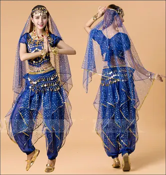 4buc Femeie Belly Dance Costum de Performanță Etapă de Burtă de Dans Bollywood Bellydance Costum de Scenă și Dans îmbrăcăminte pentru Femei