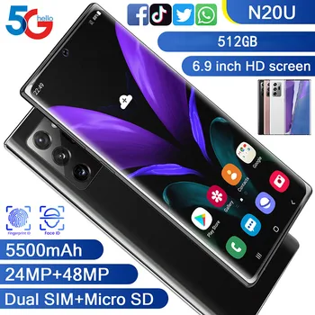 N20U 6.9 Inch Ecran HD de 24+48MP Smartphone Dual SIM+Micro SD 5500mAh Andriod Telefon 128/256GB MT6889 Telefon Mobil de Rețea 5G