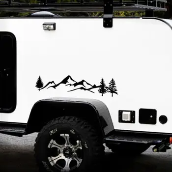 Pentru SUV RULOTA Camper Offroad 1 buc 100cm Alb/Negru Munte Copac Mașină Decor de COMPANIE Reflectorizante Pădure Masina Autocolant Decal X6HF