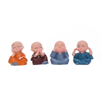 4Pc Spune Nu Călugăr Figurine Decor Masina Meserii Călugări Figura Home Decor Auto Ornament Buddha Boy Accesorii Figurine Drăguț Cadou