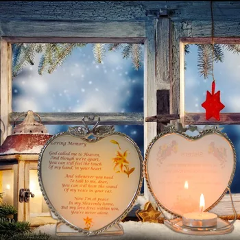 Îngerii Rugăciune Și Binecuvântare de Memorie De Dragoste Aliaj în formă de Inimă de Sticlă Suport de Lumanare Decor Fără Lumânare Acasă Ornamente de dimensiuni Mici