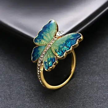 Noul Design de Moda Bijuterii de Înaltă calitate Stras Inel de Fluture de Lux Elegant Lucios Zbura Fluture Petrecere Inel pentru Femei
