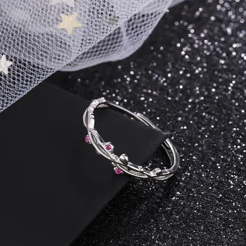 JrSr ramură de Flori de lichidare inele argint 925 roz zircon reglabil inele de moda pentru femei bijuterii DIY Ziua Îndrăgostiților cadouri