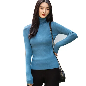 Doamnelor Pulover Guler 2020 Toamna iarna noi coreea all-meci mare-neck solid îngroșa slim Fit casual tricot pulover femei
