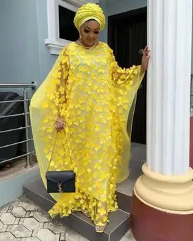 African Rochii pentru Femei 2020 Nou Stil African Haine Bazin de Moda Dantelă Florale Boubou Halat Africain Dashiki Partid Rochie Lunga
