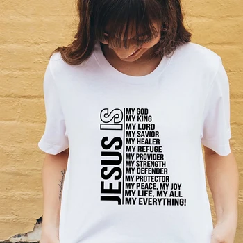 Vara Tricou Femei Isus Este Dumnezeul Meu Rege Totul tricou Credință Maneci Scurte Streetwear Teuri Grafice de sex Feminin Harajuku Sus