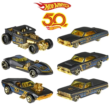 2018 Hot Wheels Masina Ediție de colecție a 50-a Aniversare de Aur Negru din Metal turnat sub presiune Masini de Jucării Vehicul Pentru Copii Juguetes FRN33