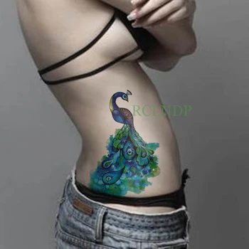 Impermeabil Tatuaj Temporar Autocolant Păun Fals Tatuaj Flash Tatuaj Body art Picior Înapoi Brațul burta de Mari dimensiuni pentru Femei Barbati fata