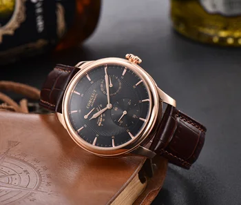 Corgeut mens watch negru rosegolad Rezerva de Putere 40 mm de Lux brand de Top din Piele pescăruș automată ceas ceasuri de mana barbati