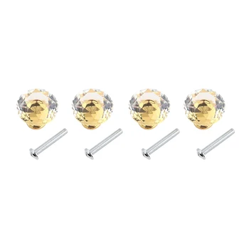 25mm Sticla Cristal Mic Mâner de Aur Mâner Rotund Singură Gaură Mâner