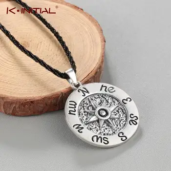 Kinitial Busola Colier Farmec Busola Amuleta Pandantiv pentru Femei Barbati Prietenie Bijuterii Retro Bronz Busola Coliere