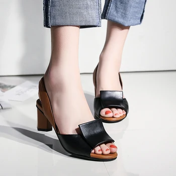 Fanyuan Doamnelor Pantofi de Vara, Sandale cu toc Femei de 7 cm Toc gros Sandale Petrecere de Nunta Pantofi de femeie mare dimensiunea 43