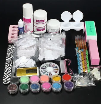 De Vânzare la cald DIY Acrilic Nail Art Manichiura Kit Set de Unghii Cu Lichid Acrilic Nail Glitter Instrument