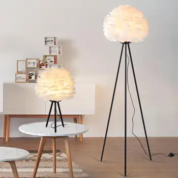 Led-uri moderne din lemn stand metalic de lumină trepied lampa lampa de podea de bambus
