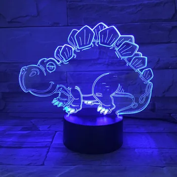 Dinozaur 3D Colorate Lumina de Noapte În 7 Culori Schimbare Stereoscopic Iluzie Vizuală Lampa USB 3AA Baterie LED Lumina Decor Copii Cadou
