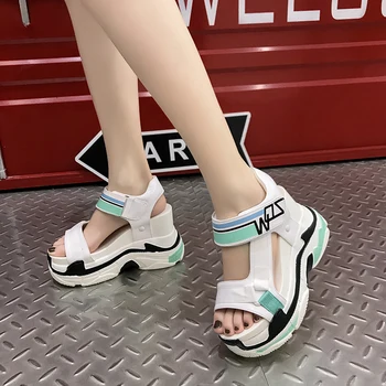 Femei Sandale 2019 Platforma Sandale de Moda de Vara cu Toc Doamnelor Pantofi Casual, Feminina Femeia Gladiator wedge toc 6cm