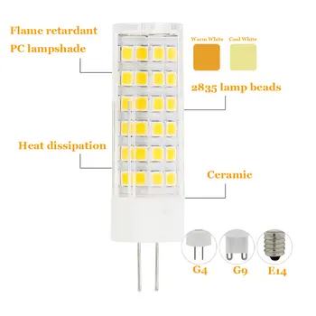 Mini G4 Lampa LED 5W 6W 7W 9W LED COB Bec 33Leds 51Leds 75Leds Ceramice Bec Led 220V Candelabru Lumini Înlocui 30W 40W cu Halogen