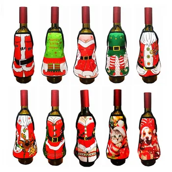 10 Stiluri de Mic Șorț de sticlă de Vin Acoperi Crăciun Sexy Lady/Xmas Dog/Santa Șorțuleț sticlă de vin roșu înveliș de Sticlă haine Rochie