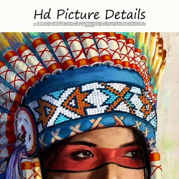 Colorate Acuarela Retro Abstract Nativ Indian Portret Panza Pictura Postere Si Printuri Scandinave Arta De Perete Poza