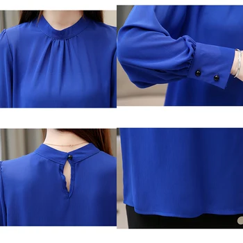 2021 Maneca Lunga Bluza Șifon Tricou Femei O-gât Vrac Solid de sex Feminin Tricouri Topuri Plus Dimensiune Doamne de Birou Casual Blousse 13028