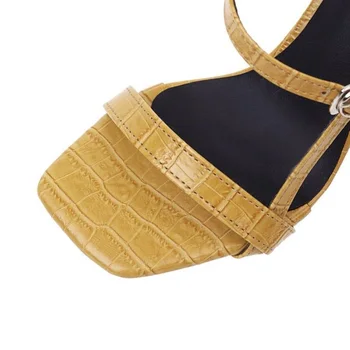 RIZABINA 6 Culori de Moda pentru Femei Sandale cu Tocuri Groase Pantofi de Vara Catarama Petrecere Pantofi Deget de la picior Pătrat de sex Feminin Încălțăminte Mărimea 34-48
