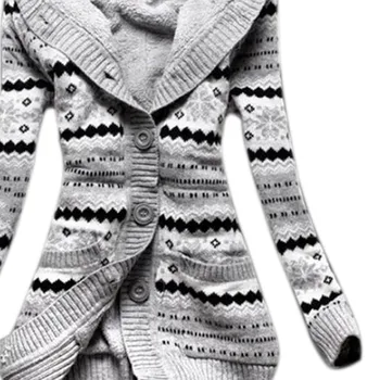 Femeile Gros de Iarna cu Gluga Cardigane Pulovere Fleece Cald Solide în Vrac Strat Tricotate cu Maneci Lungi Tricotaje pentru Îmbrăcăminte exterioară NYZ Magazin