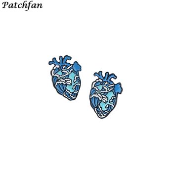 A4091 Patchfan Desene Animate Inima Cercei Stud Pentru Femei Email Pierce Val Cercei Bijuterii Cadouri Fete