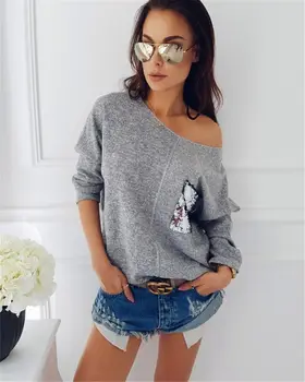 2018 Nou Brand De Bumbac Solide Femei Femei Cu Maneci Lungi Tricotate Jumper Pulover Tricotaje