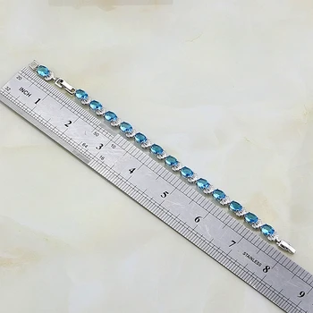 Reglabil Coroana Cer Albastru Birthstones Argint 925 De Link-Ul Lanț Brățară Farmec Pentru Femei, Cadou De Crăciun
