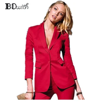 Profesionale de Afaceri Femei pantaloni 2019 Personalizat-a făcut Roșu Noua Moda Elegant pantaloni costume pentru femei 2 Buc (sacou+pantaloni)