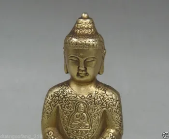 Elaborado chino Tíbet cobre Buda Amitabha lotus asiento estatua