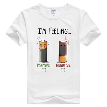 Pozitivă sau Negativă a bateriei maneca scurta casual Barbati Femei T-shirt Tricou Cool Print Topuri de Moda Teuri GA797