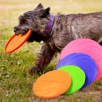 1buc Amuzant Silicon Farfurie Zburătoare Câine Pisică Câine Jucărie Joc de Discuri care Zboară Rezistent Mesteca Formare Catelus Interactiv Caine Consumabile
