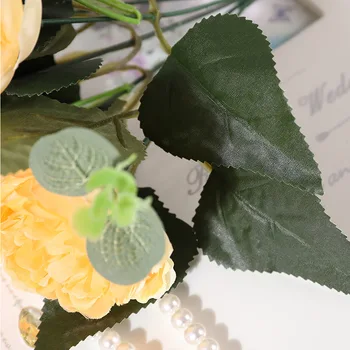 Diferite Culori de Mătase Bujor Flori Artificiale Buchet de 5 Capete Mari și 4 Bud Fals Ieftin Trandafiri pentru Acasă Decorare Nunta de Interior