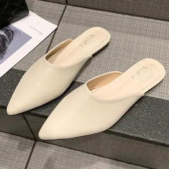 Solid de Culoare din Piele Moale Flats Sandale 2020 pentru Femei Aluneca Pe Plat Confortabil Casual de Vara Apartamente Doamnelor Pantofi
