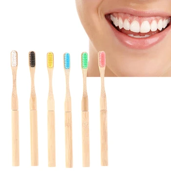 1set Noi Bambus Periuta de dinti Cu 2 Capete de Periuta de dinti Înlocuirea Dintelui Orală Curățare