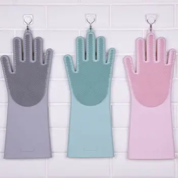 1 Pereche Magic Silicon Cauciuc Mănuși de spălat Vase Scruber Multi-scop Mănuși de Curățare Eco-Friendly Scruber Instrument de Curățare