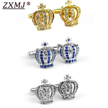 ZXMJ Coroana Butoni de Cristal Stras Cămașă de Moda Aristocrație Pentru Barbati, Femei, Bijuterii, Cadouri de Nunta, Butoni Bling butoni