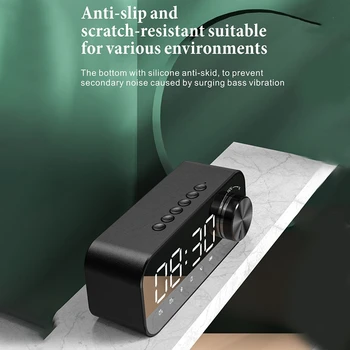 Oglindă Digital Ceas cu Alarmă Afișaj LED Music Player Radio Ceas de Masa în aer liber fără Fir Bluetooth Boxe