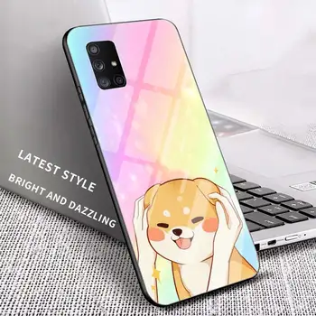 Caz de telefon pentru Samsung Galaxy A51 A71 A50 A21s A31 A70 A10 A41 A30 A40 A11 A91 Capac Sticla câine Drăguț Desene animate Shiba Inu