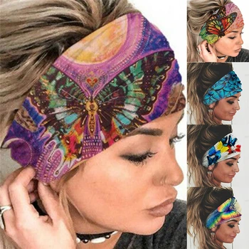 Femei Largă Întindere Benzi Florale Imprimare Headwrap Elastic Benzile De Păr Pentru Femei Turban Articole Pentru Acoperirea Capului Fetelor Bentițe
